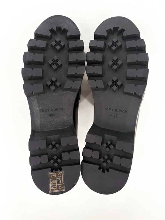 TORY BURCH Mini Everly Chunky Loafer Black Patent Leather Lug Sole 8.5